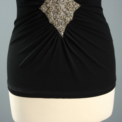 Roberto Cavalli Top con Perline e Stra