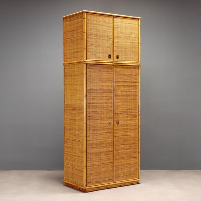 Armadio Anni '80 in Bambù e Vimini