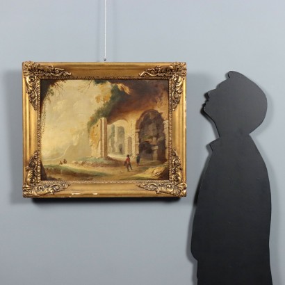 Dipinto Paesaggio con Rovine e Personagg,Paesaggio con personaggi e rovine
