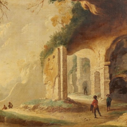Dipinto Paesaggio con Rovine e Personagg,Paesaggio con personaggi e rovine