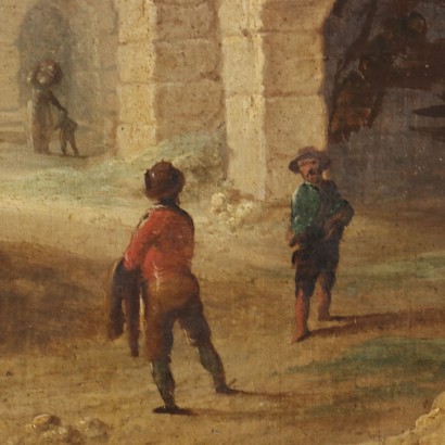 Dipinto Paesaggio con Rovine e Personagg,Paesaggio con personaggi e rovine