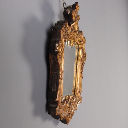 Specchio in Legno Intagliato e Dorato