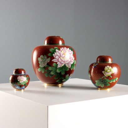 Tris di Vasi Cloisonné