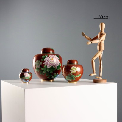 Tris di Vasi Cloisonné