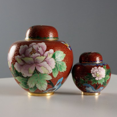 Tris di Vasi Cloisonné