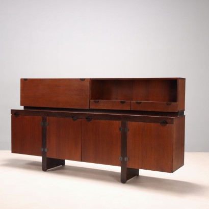 Vintage Cupboard Exotic Wood Upper Part Drawers Italy 1960s