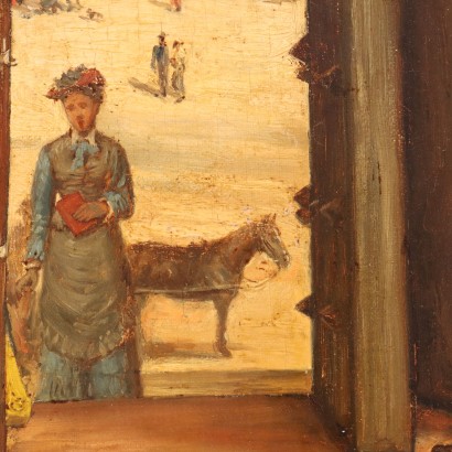 Dipinto Scena con Personaggi,Dipinto di George Goodwin Kilburne,Scena con guardie in città,George Goodwin Kilburne,George Goodwin Kilburne,George Goodwin Kilburne,George Goodwin Kilburne