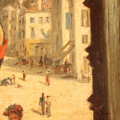 Dipinto Scena con Personaggi,Dipinto di George Goodwin Kilburne,Scena con guardie in città,George Goodwin Kilburne,George Goodwin Kilburne,George Goodwin Kilburne,George Goodwin Kilburne