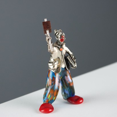 Coppia Pagliacci in Argento e Vetro Vi