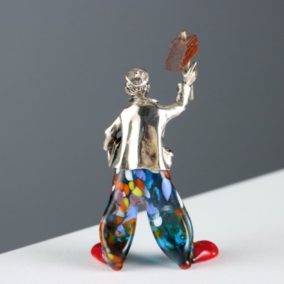 Coppia Pagliacci in Argento e Vetro Vi