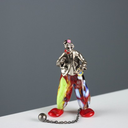 Coppia Pagliacci in Argento e Vetro Vi