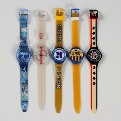 Gruppo di 5 Orologi Swatch a Tema Calcio