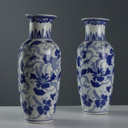 Antique Vases Porcelain Fully Decorated China XX Century