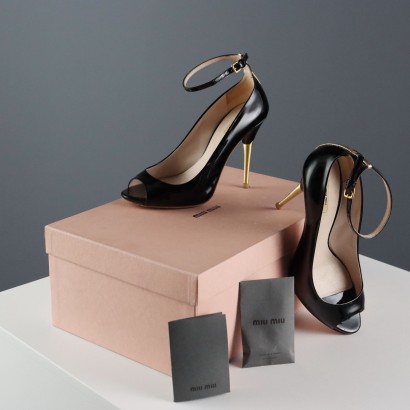 Miu Miu Open Toe Nere e Oro