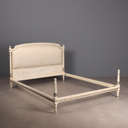 Antique Bed Neoclassical Style Lacquered Gilded Wood XX Century