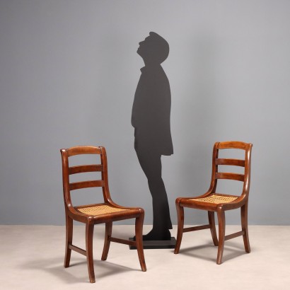 2 chairs, Pair of Empire Walnut Chairs