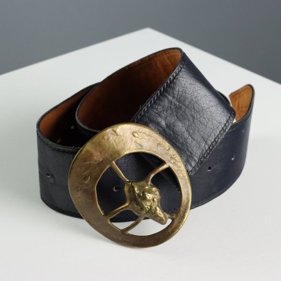 Vintage Blue Leather Belt