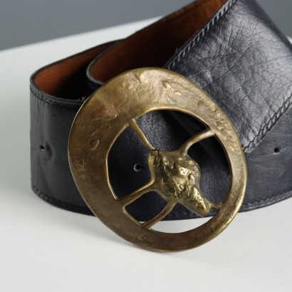 Vintage Blue Leather Belt