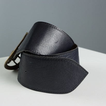 Vintage Blue Leather Belt