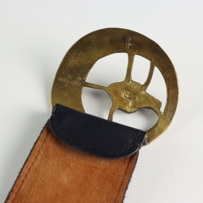 Vintage Blue Leather Belt