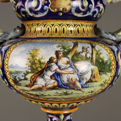 Colonna con Vaso in Maiolica Neorinascim