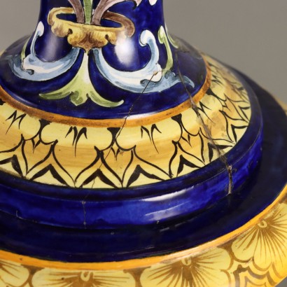 Colonna con Vaso in Maiolica Neorinascim