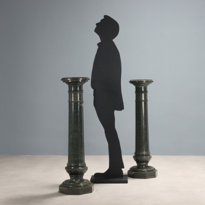 2 pairs of columns, Pair of marble columns, Pair of Serpentine Marble Columns