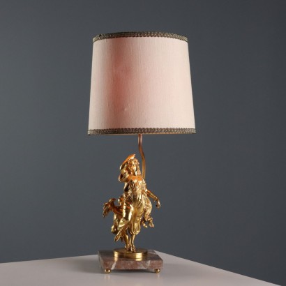 Lampada in Metallo Dorato e Marmo