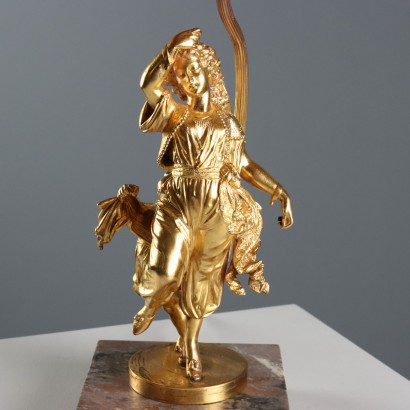 Lampada in Metallo Dorato e Marmo