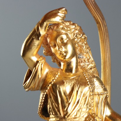 Lampada in Metallo Dorato e Marmo