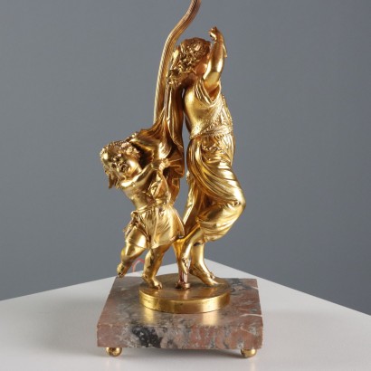 Lampada in Metallo Dorato e Marmo