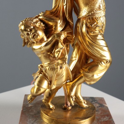 Lampada in Metallo Dorato e Marmo