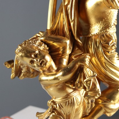 Lampada in Metallo Dorato e Marmo