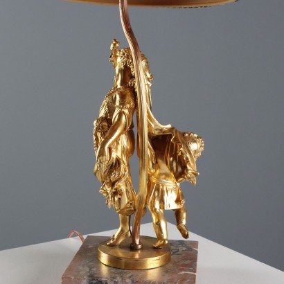 Lampada in Metallo Dorato e Marmo