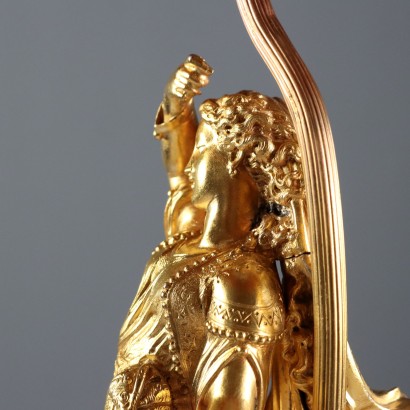 Lampada in Metallo Dorato e Marmo