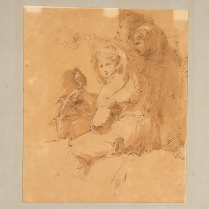 opera su carta firmata,Disegno di Giuseppe Bernardino Bison,Composizione con figure,Giuseppe Bernardino Bison,Giuseppe Bernardino Bison,Giuseppe Bernardino Bison,Giuseppe Bernardino Bison