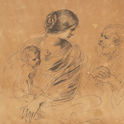 Incisione su carta,La Sacra Famiglia