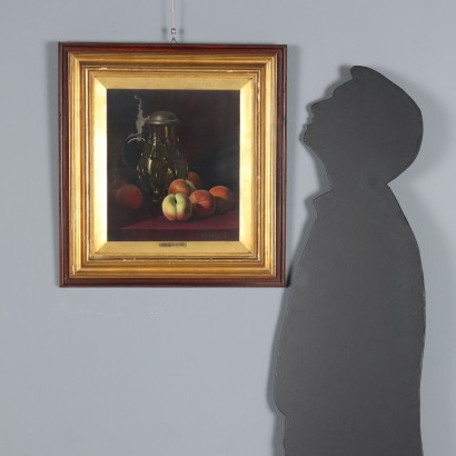 Dipinto di Rino Gaspare Battaini,Natura morta con brocca e pesche,Rino Gaspare Battaini,Rino Gaspare Battaini,Rino Gaspare Battaini