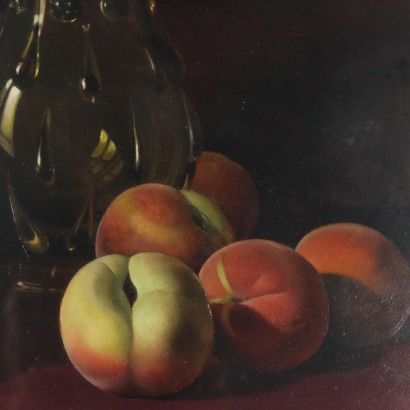 Dipinto di Rino Gaspare Battaini,Natura morta con brocca e pesche,Rino Gaspare Battaini,Rino Gaspare Battaini,Rino Gaspare Battaini