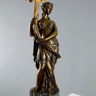 Coppia di Candelabri in Bronzo e Marmo