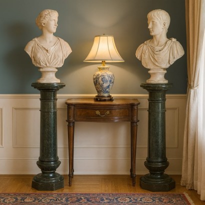 2 pairs of columns, Pair of marble columns, Pair of Serpentine Marble Columns
