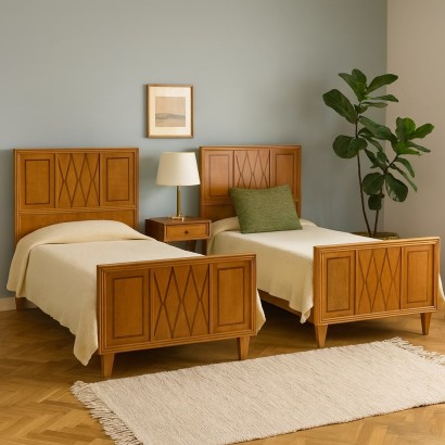 Pair of Beds from the 40s and 50s, Pair of Beds from the 40s and 50s, Pair of Beds from the 40s and 50s
