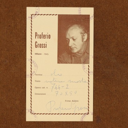 Dipinto di Proferio Grossi,Natura morta,Proferio Grossi,Proferio Grossi,Proferio Grossi,Born in 1923 on the hills of Parma PRoferio Grossi after classical studies in Parma moved to Milan, where he attended the Luigi Bocconi University of Commerce for a short time and then enrolled at the Brera Academy. Here he became the favored student of Atanasio Soldati, his fellow townsman and leader of Geometric Abstractionism. In 1948 he joined the MAC (Movimento Arte Concreta) and in 1954 held his first solo exhibition at Studio B 24 in Milan, where in 1957 he then organized the 1st Concrete Art Review at the Schettini Gallery. In the following years Proferio Grossi achieved well-deserved success with the adoption of object painting, in an aesthetic discourse he carried on until the last days of his life, alternating it with the abstract trend. Numerous are the solo, group, and retrospective exhibitions held by Proferio Grossi in Italian and foreign galleries. For his artistic merits, he was appointed member of the Academy of Fine Arts of Parma and other qualified Italian academies. Proferio Grossi also executed portraits of famous personalities, murals, and frescoes, both in the Parma and Milan areas. He died in Parma in 2000.,Proferio Grossi,Proferio Grossi