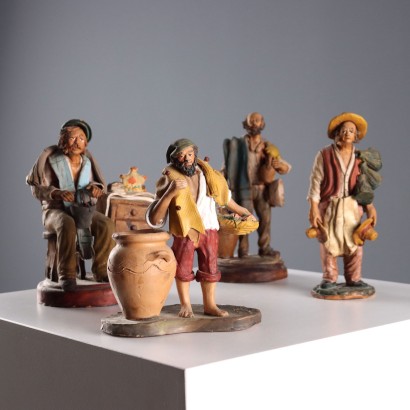 Gruppo di Statuine in Terracotta Ceramica di Caltagirone