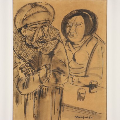 Dipinto di Giuseppe Migneco,Personaggi,Giuseppe Migneco,Giuseppe Migneco,Giuseppe Migneco