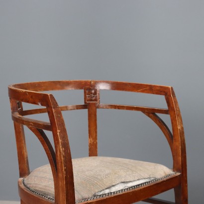 Pair of armchairs, Pair of armchairs in walnut-stained beech