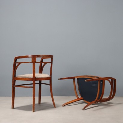 Pair of armchairs, Pair of armchairs in walnut-stained beech