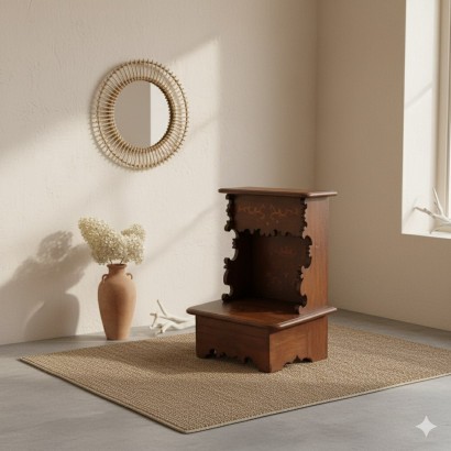 Agenouilloir, agenouilloir baroque en érable et noyer