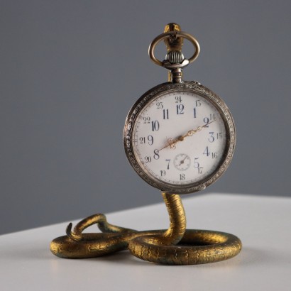 Orologio a Cipolla in Argento Wilhelm Ancre Remontoir con Supporto a Foggia di Serpente