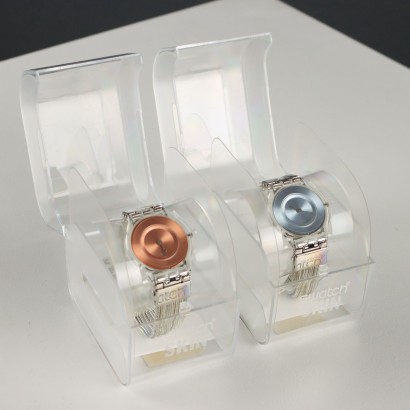 Coppia Swatch Skin SFK130/SFK132 Silver Meshstream Svizzera 2001